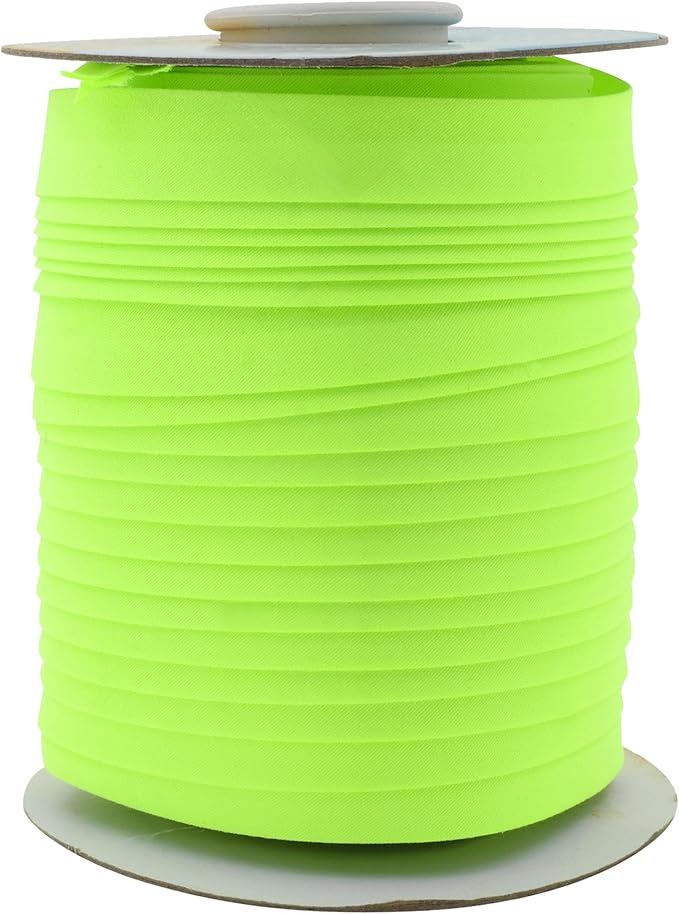 Mandala Crafts 55 Yards 5/8 Inch Lime Green Double Fold Bias Tape for Sewing - Bias Binding Tape for Quilting Binding, Hemming, Seam, and Fabric Piping