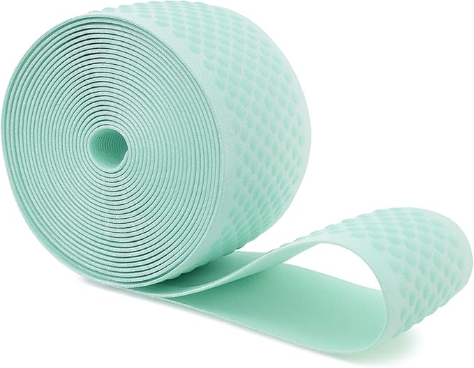 Mandala Crafts 2 Inch Elastic Silicone Gripper Tape for Clothing - 5 Yds Dotted Non Slip Elastic Band for Sewing - Mint Silicone Flat Fabric Stretchy Ribbon Straps