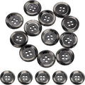 HARFINGTON 24pcs Sewing Button 18mm (11/16") 4 Holes Resin Round Buttons Craft Sewing Accessories for Clothing DIY Crafts Decoration, Black-Grey