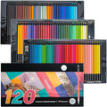 Professional Colored Pencils Set with Sharpener, Black Wood Soft Core, Artist Coloring Pencils for Adult Coloring Books, Drawing, Sketching, Shading & Blending, Gift Box Art Supplies (120 Pcs)