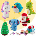 KIECIK 6Pcs Crochet Kit for Beginners, Knitting Kit for Adults, Crochet Animal Kits with Step by Step Videos Tutorials, Knitting Kit Great Birthday Holiday Gift, DIY Keychain Pendants (Set-01)