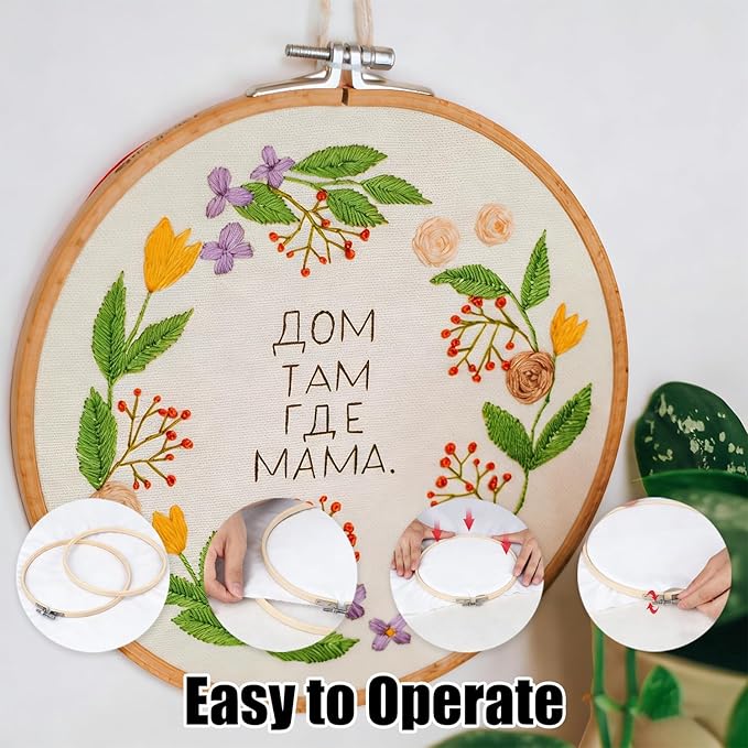 12 Pieces 9 Inch Embroidery Hoops Adjustable Wooden Circle Cross Stitch Hoop Ring for Art Craft Handy Sewing and Christmas Ornaments