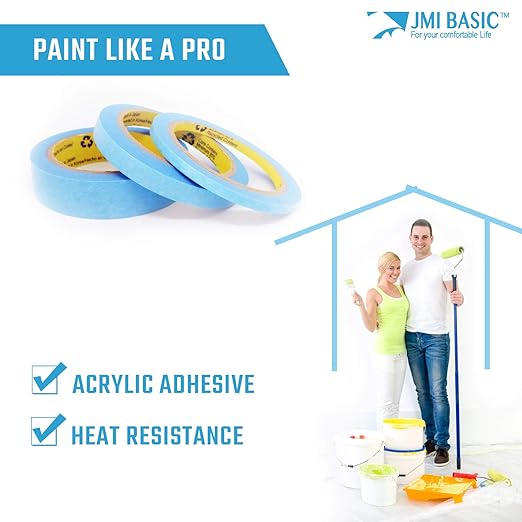 Blue Painters Tape Washi Paper - Assorted Size Multi Pack 44 Yard - No Residue Masking Tape for Painting Drafting Craft - Delicate Surfaces - Heat Resistant - Thin Thick (1/4 x 1/2 x 1 Inch - 3pK)