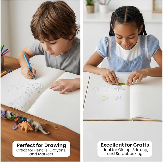 Kraft Hard Cover Blank Books for Kids 6x8 – 6 Pack of Unlined Journals with 36 Pages Each – Durable 120gsm Paper for Drawing, Sketching, Writing & Classroom Projects – DIY Storybooks & Art Notebooks