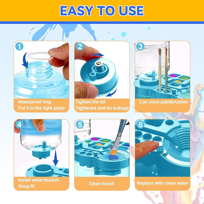 2025 Upgraded Paint Brush Cleaner Tool,Brush Rinser Cup Painting Running Water Circulation Art Supplies for Acrylic,Watercolor and Water Based Creative Gift for Adult Artist Beginners Kids