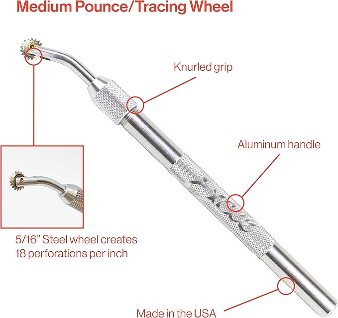 Excel Blades Pounce Wheel - 5/16-Inch Stainless Steel Tracing Wheel, Perforating, Cutting, Sewing Patterns, Quilting & Embossing Tool For Tracing Paper and Leather Craft