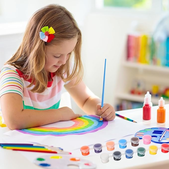 EzaroNexis Mini Acrylic Paint Set for Kids, 30 Pack 12 Colors Washable Kids Paint kit, Perfect for Home Birthday Classroom Party Favors,Painting Canvas,Paper,Wood,Rock & Fabric (420)