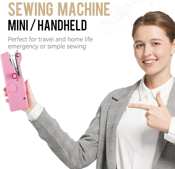 Handheld Sewing Machine CS101,Sewing Machines for Beginners,Portable Electric Mini and Samll Hand Held Sewing Machines Kit for Adults and Kids Pink Set