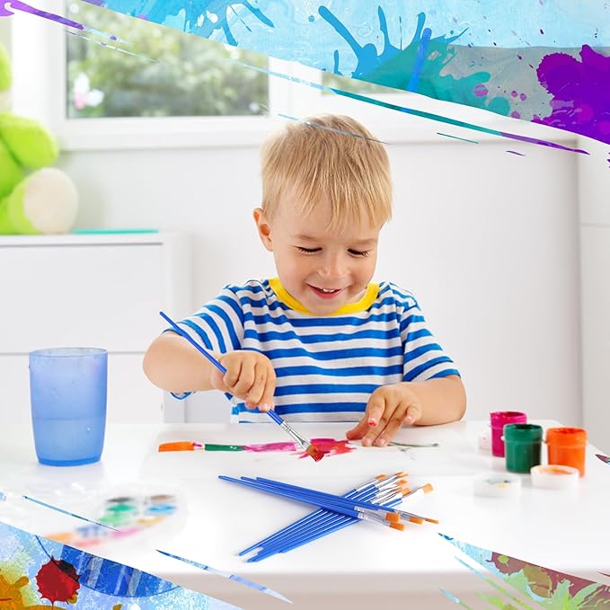 Paint Brush Bulk, 50 Pcs Small Brushes for Acrylic Painting, Craft Paint Brushes Set for Kids Watercolor Face Canvas Detail Painting (Flat)