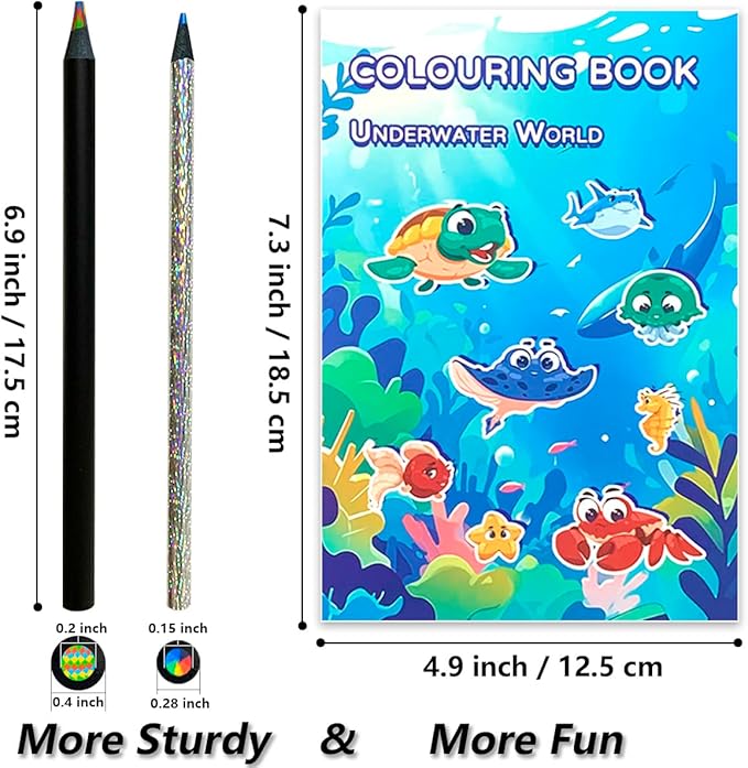 Rainbow Pencils Set 14Pcs with Coloring Book, Thicker Colored Pencil Sturdy Black Wood Art School Supplies, Gift for Kids Boys Girls Christmas Stocking Stuffers Birthday