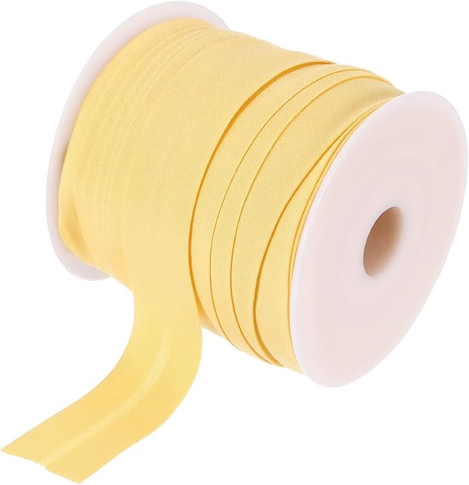 MECCANIXITY 3/4 Inch Single Fold Bias Tape Cotton Continuous Bulk Bias Tape for Sewing, Seaming Quilting Hemming Binding Crafts (Lemon Yellow 25 Yards)