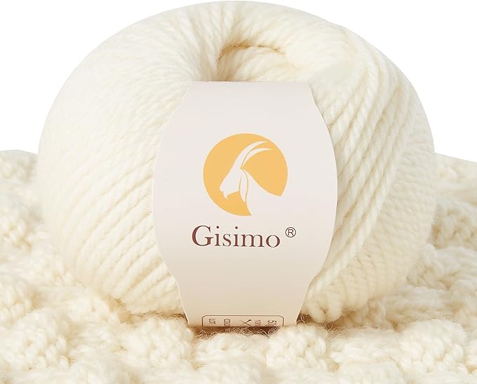 100% Merino Wool Yarn, 3-Ply Luxurious and Soft Yarn for Hand Knitting & Crocheting (Beige, 1Ball)