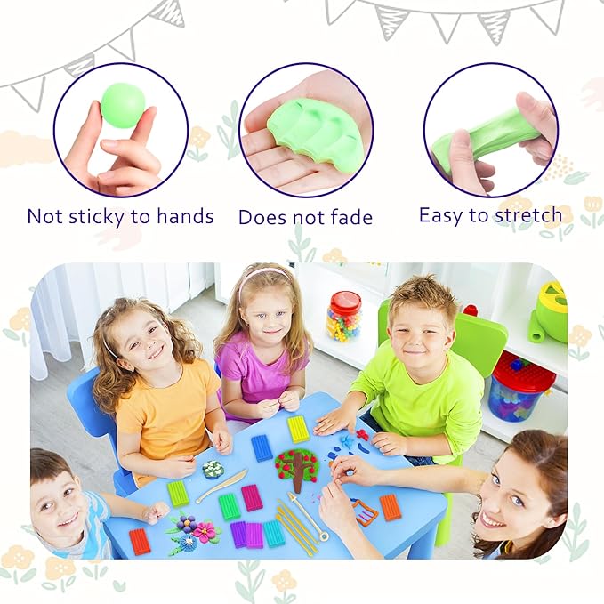 Polymer Clay 110 Colors Non-Sticky Oven Bake Clay 215 Pcs Non-Toxic Modeling Baking Clay for Kids with Sculpting Tools Kit for Adults Beginners Art Craft