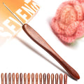 SEVENSUN Mimosa 1.4mm Single Crochet Hook, Available in 0.6mm-6.5mm, Ergonomic Hand Polished Stainless Steel Inline Pointy Wood Handle Crochet Hook for Arthritic Hands