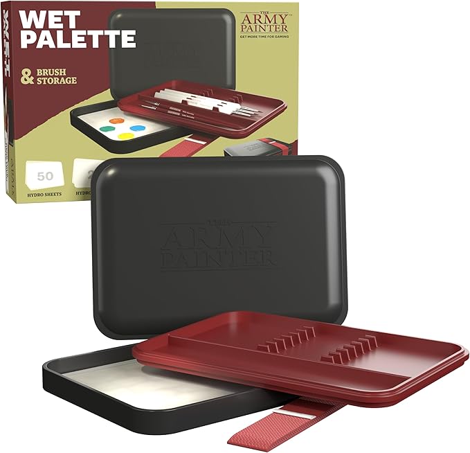 The Army Painter, Wet Palette, for Acrylic Paint, Incl. 50 Hydro Sheets, 2 Hydro Foams & Paint Brush Storage - for Miniature Painting, DND & Warhammer
