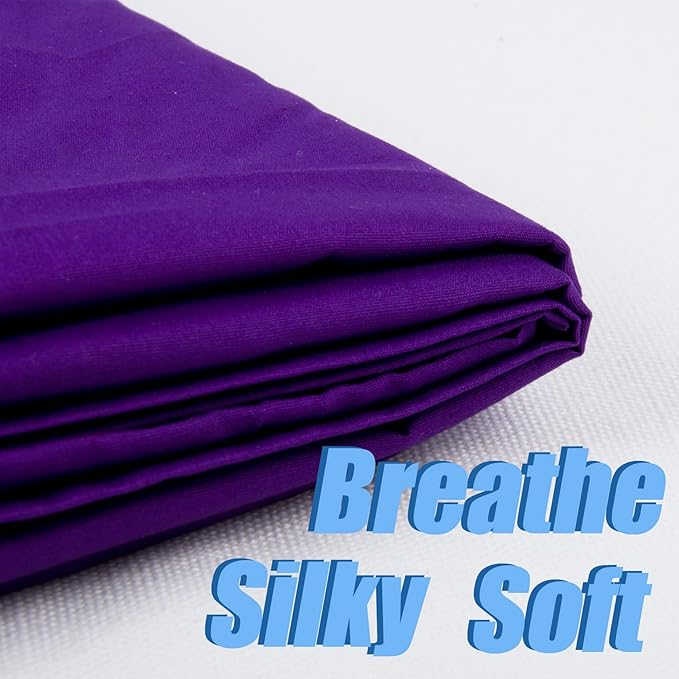 2 Yard Purple Cotton Fabric,Natural Cotton Poplin Fabric by The Yard, 59 Inches Wide 100% Cotton Fabric,Soft Embroidery Muslin Quilting Material for Sewing Material Apparel Cloth