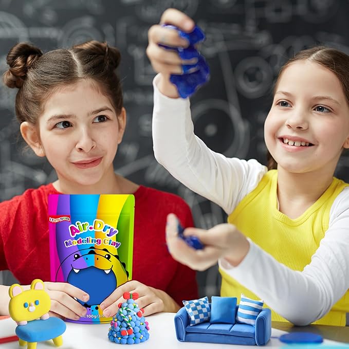 iFergoo Blue Air Dry Clay, DIY Creative Modeling Clay for Kids, Super Light Magic Clay for Kids Age 3-12, Safe & Non-Toxic, Molding Clay for Sculpting, Great Gift for Boys & Girls