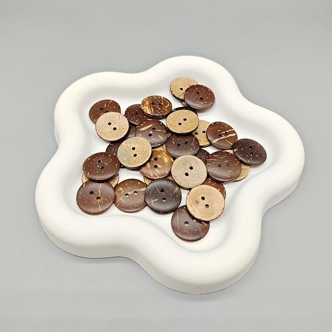 80-Pcs 3/4" Natural Coconut Shell Buttons | Bulk Brown Wooden Sewing Replacement Buttons for Sewing Crafts Clothes Decorations (20mm)
