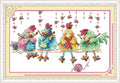 Stitchmelody Stamped Cross Stitch Kits for Adults,11CT Printed Pattern Embroidery Kit,DMC Threads Needlepoint Kits DIY Needlework Set-Four Knitting Chicken 20.5''X13.8''