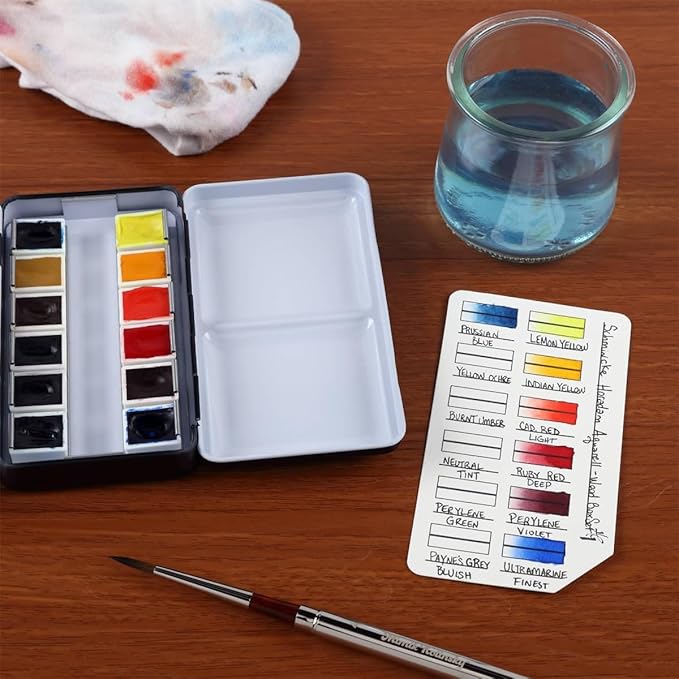 HG Art Concepts Painters Color Diary Watercolor Swatch Card, 12-Pan Size, 10-Pk, 140 lb Hot Press 100% Cotton Paper, Fits New York Central Palette Box, Color Swatch Book for Markers & Colored Pencil