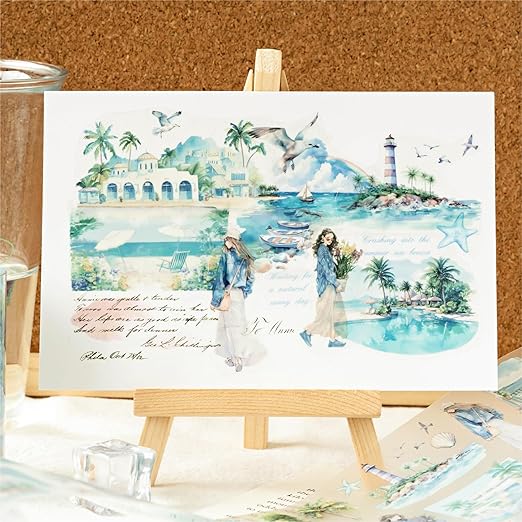 Alideco 6pcs Decorative Adhesive Tapes Vintage Watercolor Landscape PET Tape Great for Bullet Journal Supplies, Arts, Scrapbook, DIY Crafts, Planners (mengjingxiaxiang)