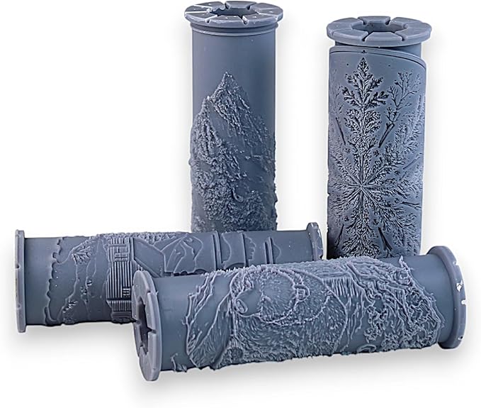 Frosty Retreat Collection 4-Pack Clay Texture Rollers (4") - Winter Set #01 - Embossing Pattern Rollers for Polymer & Ceramic Clay, Pottery & Crafts