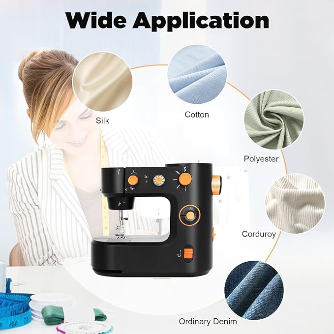 Mini Sewing Machine with Foot Pedal and LED Light, Compact Sewing Machine with Storage and LED Lighting, Electric and Foot Pedal Operation for Easy Home and Travel Use