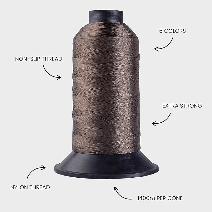 Big Kizzy Light Brown 1400m Nylon Thread for Hair Extensions, Sew in Human Hair Weft and Wigs - Non-Slip and Comfortable Hold for Hand and Machine Tied Weft
