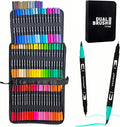 Dual Brush Marker Pens, 72 Colors Art Markers Set with Fine and Brush Tip Markers for Adult Coloring Books No Bleeding, Can Be Used for Note Taking Planner Hand Lettering Calligraphy