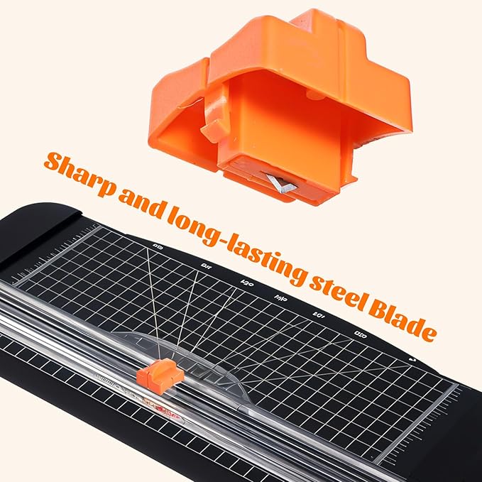 6-Pack Paper Cutter Replacement Blades with Individual Plastic Box for A4/A5 Trimmers,Safeguard Design (Orange)