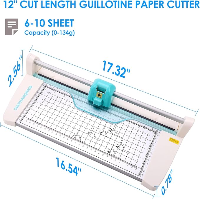 4-in-1 Rotary Paper Trimmer,Portable Rotary Paper Cutter for Crafting with Visual one-Click Blade Switching,Straight, Perforating,Wavy,Folding,12IN Cutting Length for Cardstock,Photos,Scrapbooking
