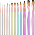 Nicpro 12pcs Artist Paint Brush Set, Aesthetic Pastel Paintbrushes Craft Paint Brushes for Acrylic Painting, Oil, Watercolor, Gouache, Tempera, Face, Body, Art Supplies for Artists and Beginners