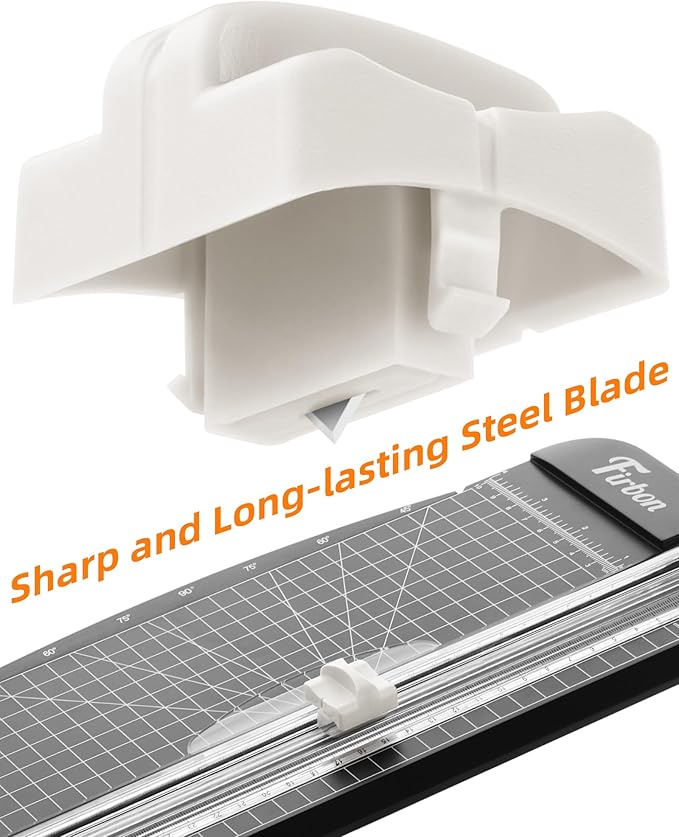 Firbon 2Pcs Refill Blades for A4 A5 Paper Cutter, Spring-Loaded Safeguard Design Replacement Blade for Paper Trimmers (White)