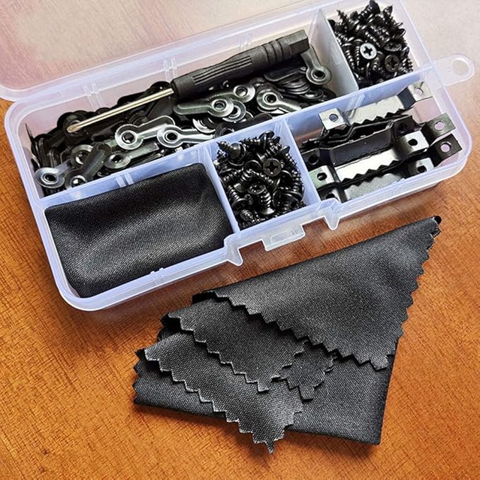 100 Pieces Frame Picture Turn Buttons and 25 Pieces Sawtooth Picture Frame Hanging Hangers Double Hole with 150 Pieces Screws for Hanging Pictures, Photos, Drawing