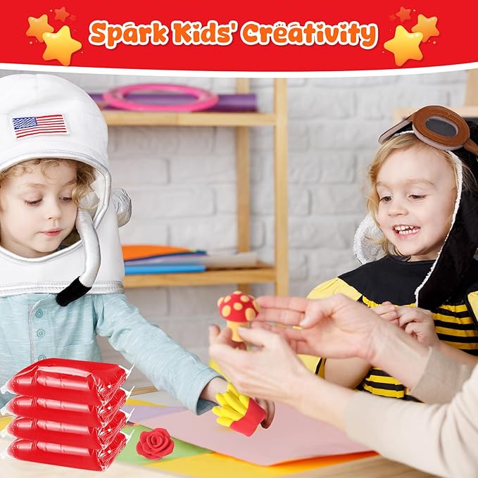 72 Pcs 38oz Air Dry Clay Bulk Modeling Ultra Lightweight Foam Modeling Clay for Kids Adults DIY Gifts Party Arts Crafts and School Project Supplies(Red)