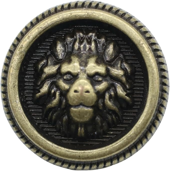 Lion Bronze Metal Shank Buttons - 12 Pcs - 3 Size Options - Luxury Crown Round Wave Metal Shank Buttons for Men Women Blazer Coat Uniform Shirt Suit and Jacket Sewing Craft DIY N14502