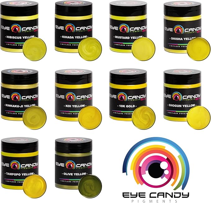 Eye Candy Pigments Premium Gold Mica Powder - 10k Gold (50gr) - for Epoxy, Resin, Soap, Paint, Woodworking, Acrylic Pouring, Bath Bombs, Fishing Lures - DIY Arts and Crafts Additive