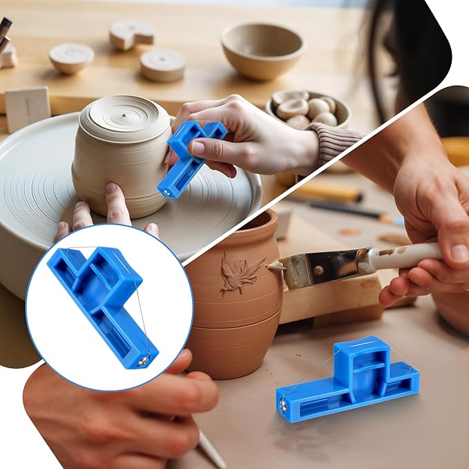 Mabor Angle Clay Wire Cutter Small Steel Wire Bevel Cutting Tool Flexible Pottery Angle Clay Trimming Tools Pottery Cutter Tool for Ceramic Sculpting 2.7 x 1.1 Inch