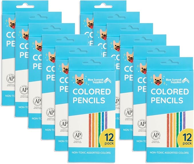 Blue Summit Supplies 144 Colored Pencils Bulk Classroom, Colored Pencil for Kids Bulk, Sharpened for Coloring, Assorted Colors, 12 Count boxes, 12 Total Boxes