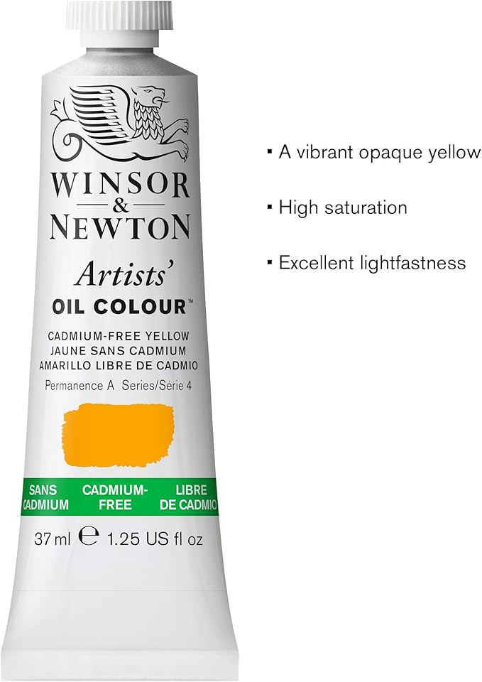 Winsor & Newton Artists' Oil Color, 37ml (1.25 oz) Tube, Cadmium-Free Yellow