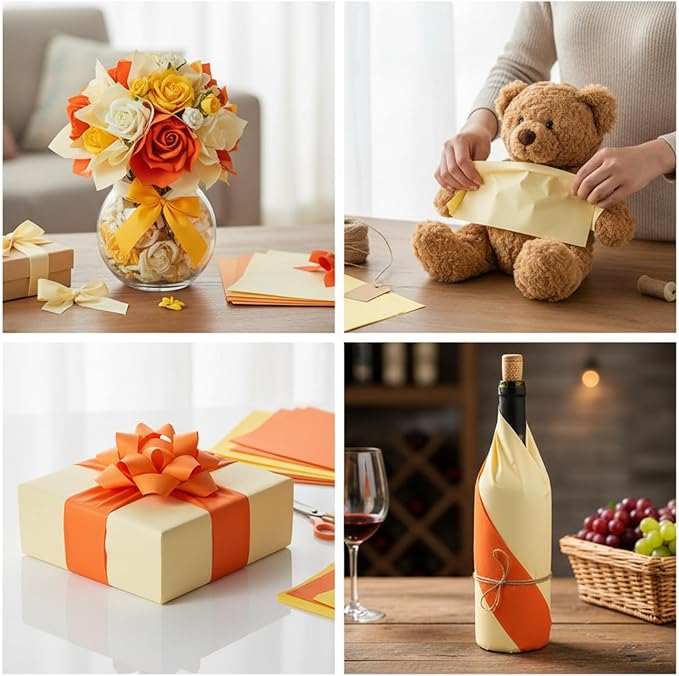 Qilery 500 Sheets Orange Yellow Tissue Paper Bulk for Gift Bags 15 x 20 Inch Acid Free Christmas Packaging Wrapping Paper Sheets for Party Decoration DIY Crafts, Bouquet, Party, Shipping