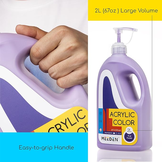MEEDEN Purple Acrylic Paint with Pump Lid, 1/2 Gallon (2L /67.6 oz.) Soft Body Non-Toxic Rich Pigment Color, Perfect for Art Class, Wall Painting, Painting Party & Creative DIY