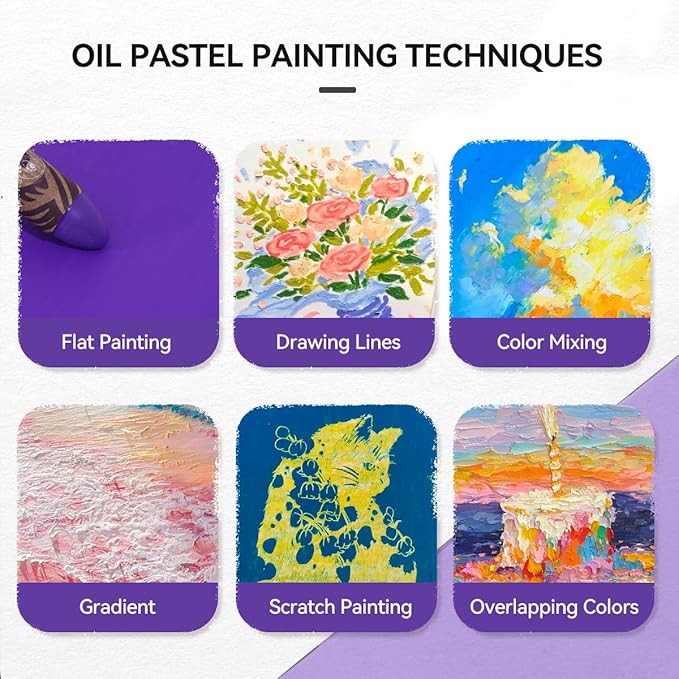 Paul Rubens Cobalt Violet Light Oil Pastels (8 Pack) - Ultra-Creamy & Blendable, Bullet Tip for Precision - Premium Art Supplies for Drawing, Sketching & Painting - Ideal for Artists & Beginners