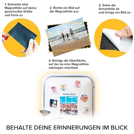 Strong Self-Stick Adhesive Magnetic Sheets 10 Pcs (4"x6"/10x15cm) – Customizable Magnetic Paper for Photo, Magnet Stickers, Labels, Crafts; for Fridge, Lockers, Whiteboards, Office, Projects