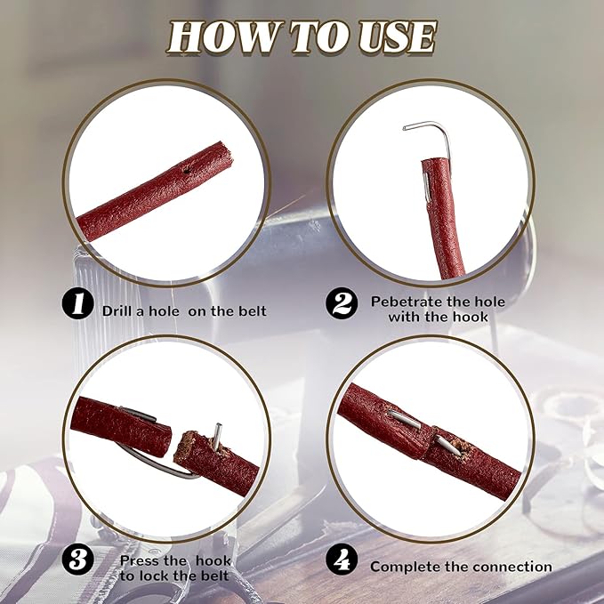 Honoson 4 Pcs Treadle Sewing Machine Leather Belt Replacement 72 x 3/16 Inch Cow Leather Universal Pedal Sewing Machine Accessories Parts
