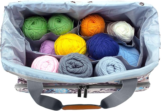 Teamoy Crochet Bag Organizer, Yarn Storage for Crocheting, Knitting Tote Bag for Needles and Hooks - Ideal for Crochet Lovers, Dandelion