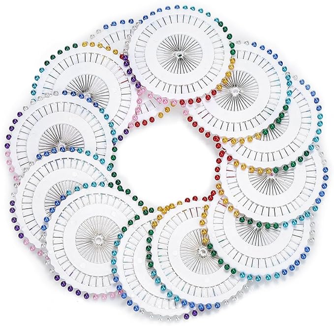 DECORA 480 Pieces Multicolor Sewing Pins Straight Quilting Pearl Head Pins for Christmas and Other Crafts Making