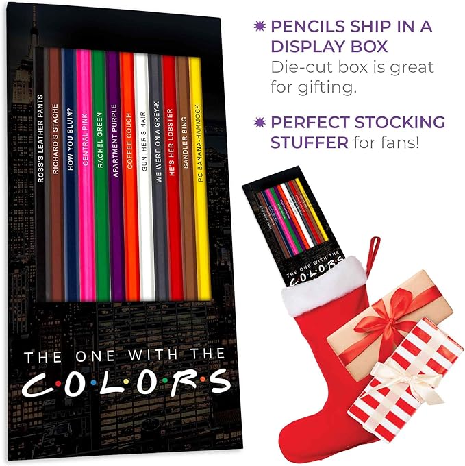 Colored Pencil Set – 12 Soft Core Drawing Pencils, Foil-Stamped with Clever References – Ideal Gift for Fans and Stationery Lovers – Art & Office Supplies, Travel Colored Pencils for Adults