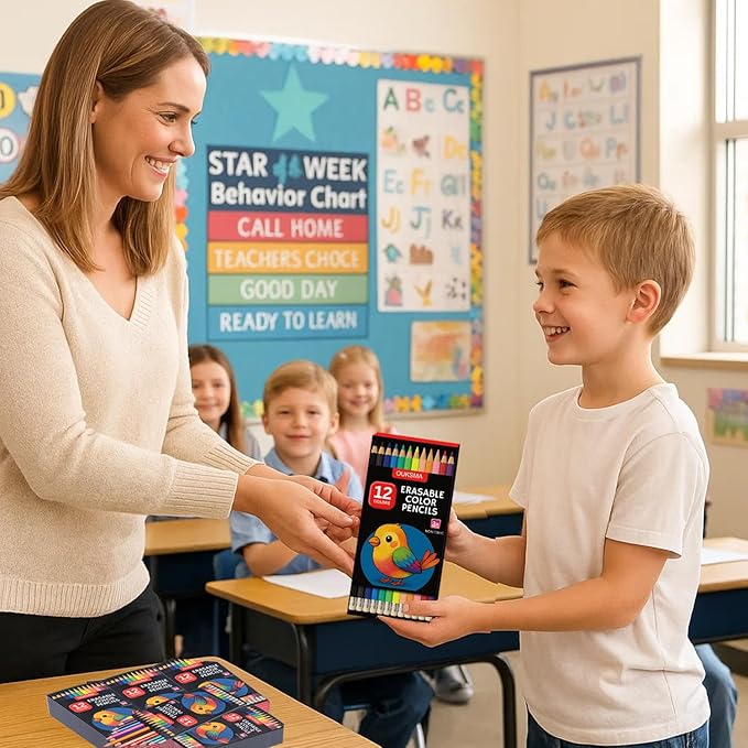 Pre-sharpened Colored Pencils with Erasers, Erasable Color Pencils, Drawing Pencil, Art Pencil for School Supplies, Drawing Supplies (12 Colors -30 Boxes)