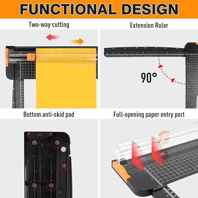 ZEQUAN Paper Cutter 18 inch, 18" Cut Length Large Paper Trimmer Slider for Craft Scrapbooking Cardstock, 3pcs Blade